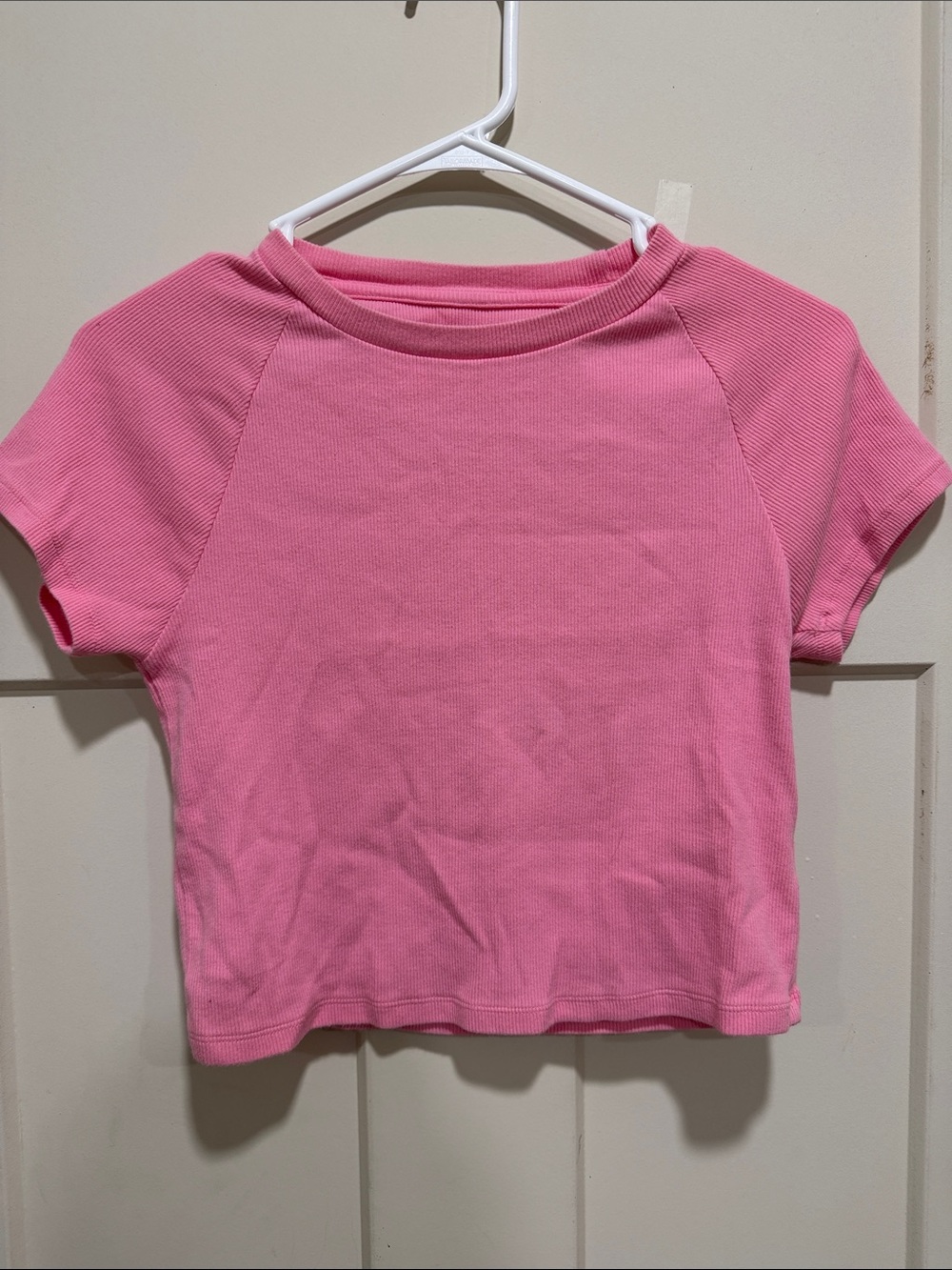 aerie Girls' Bright Pink Ribbed Short Sleeve Tee